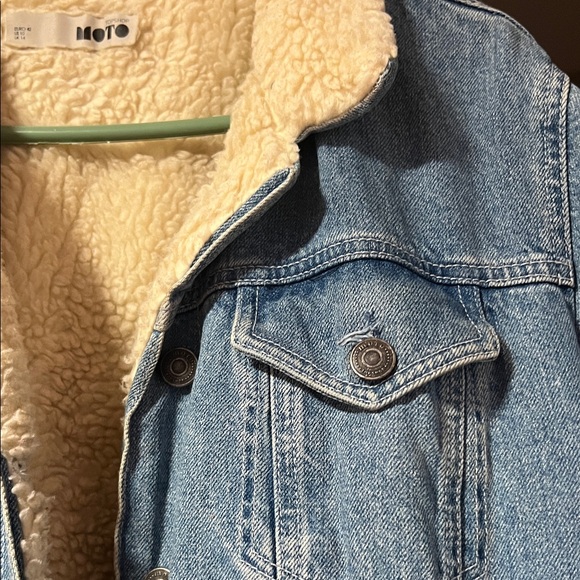 Topshop Cream Sherpa Lined Denim Jacket - Picture 4 of 12